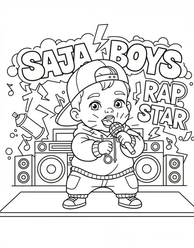 Baby from Saja Boys Rapping with Glowing Mic