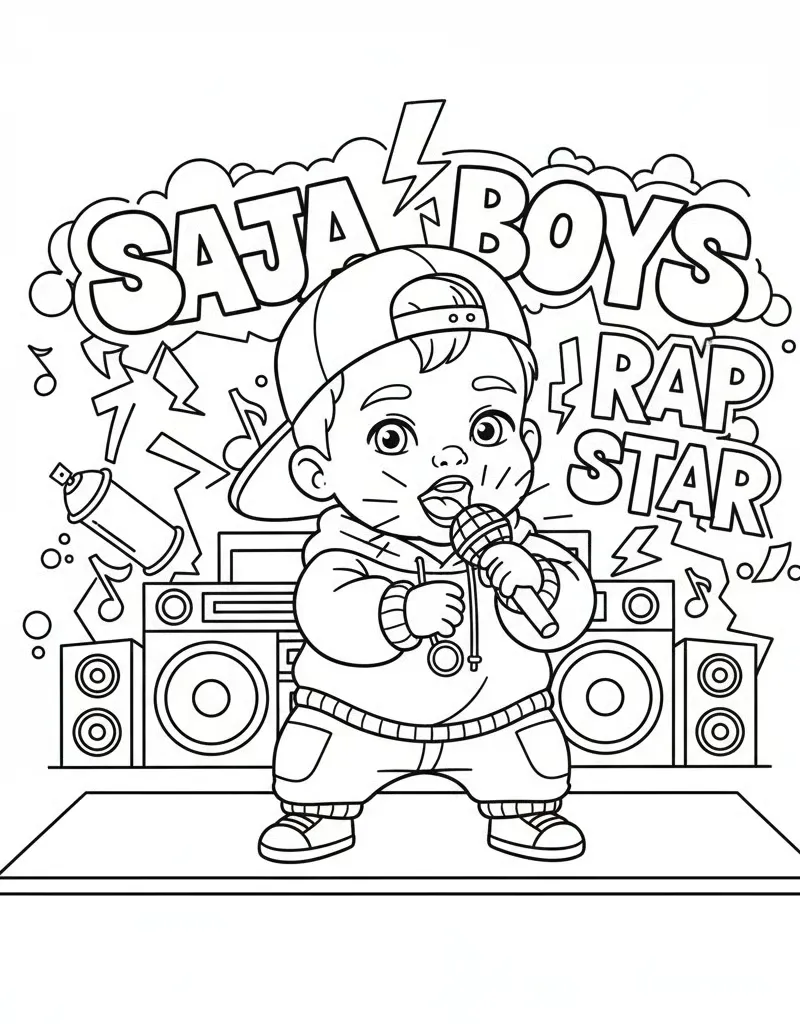 Baby from Saja Boys Rapping with Glowing Mic