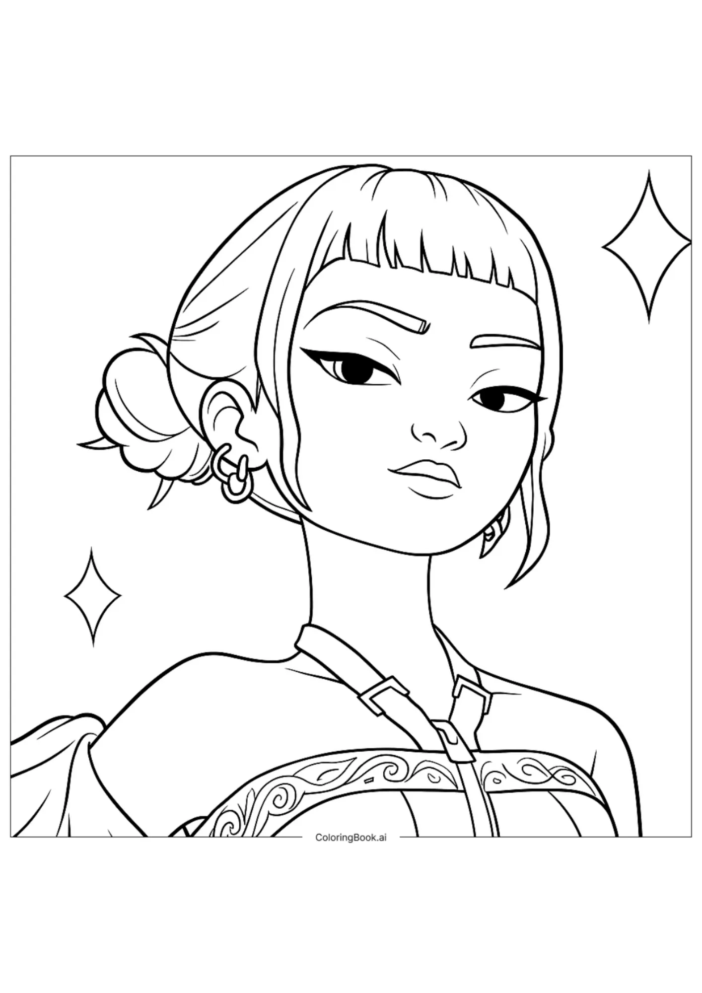 Confident Zoey Close-Up Coloring Sheet (Free Printable)