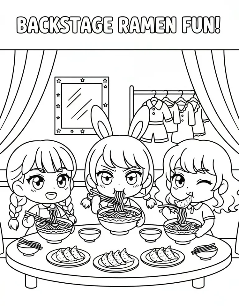 Cute version Chibi Rumi Eating Ramen with Friends