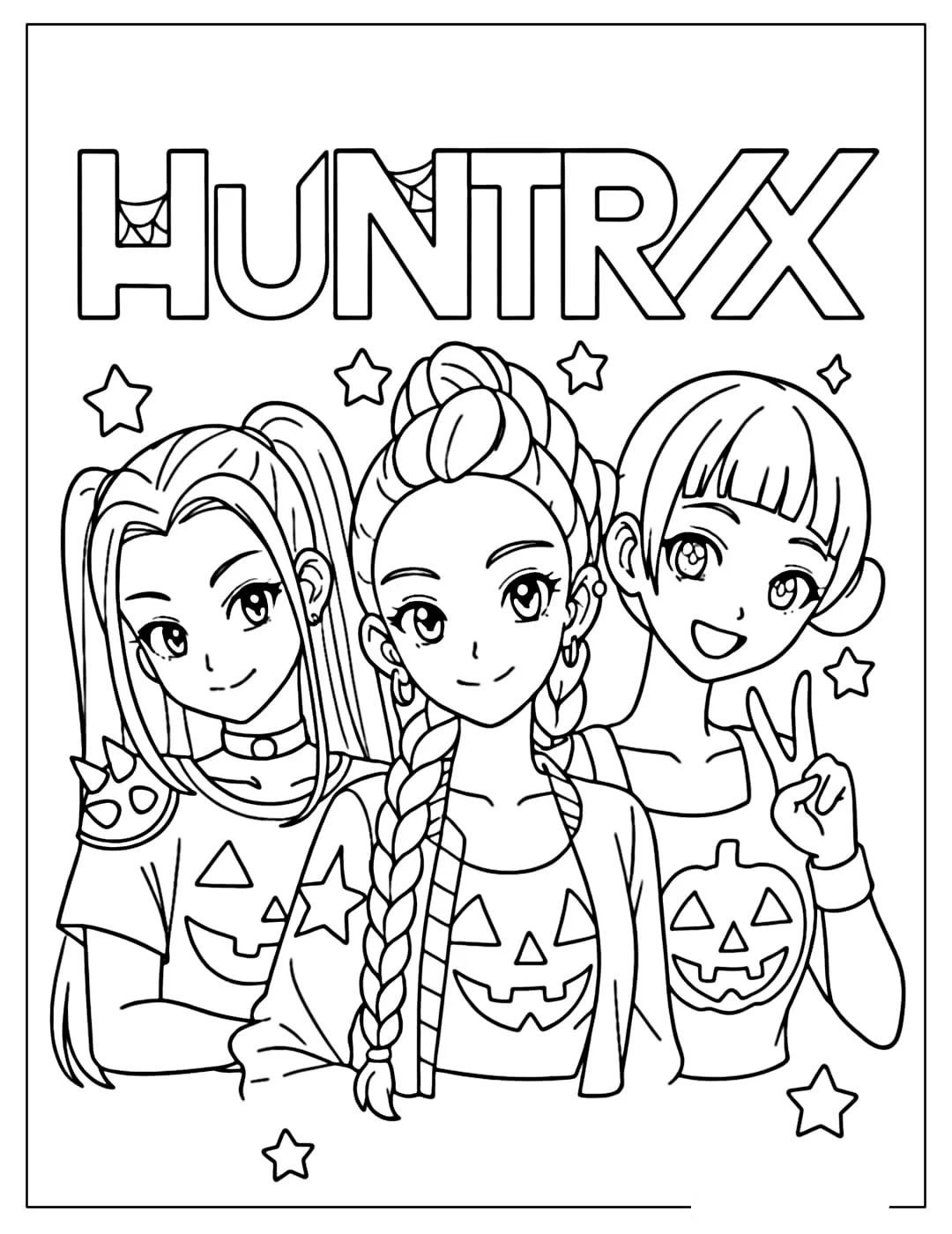 Halloween Rumi, Zoey, Mira Free Coloring Page