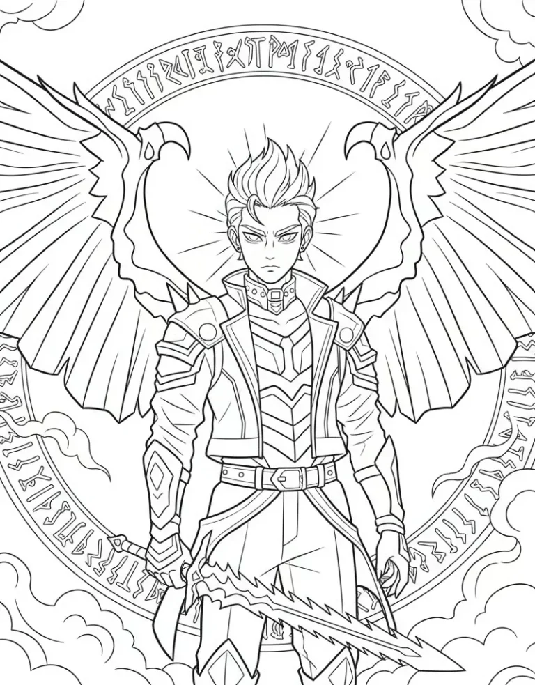 Jinu Demon Transformation with Wings Coloring Page Free Printable