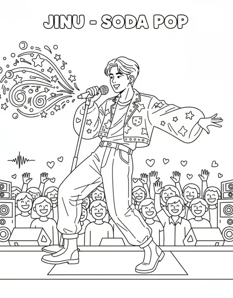 Jinu Performing Soda Pop on Stage Free Coloring Page