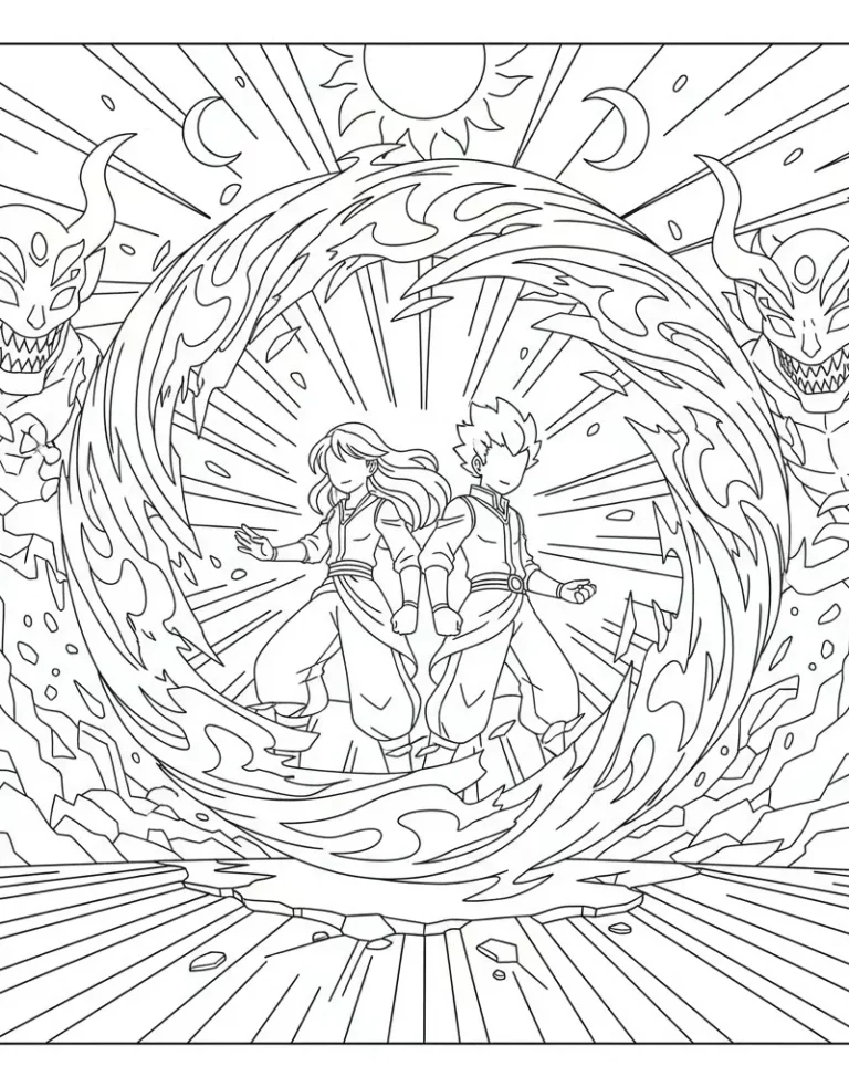 Jinu and Rumi Final Battle with Golden Shield Free Printable