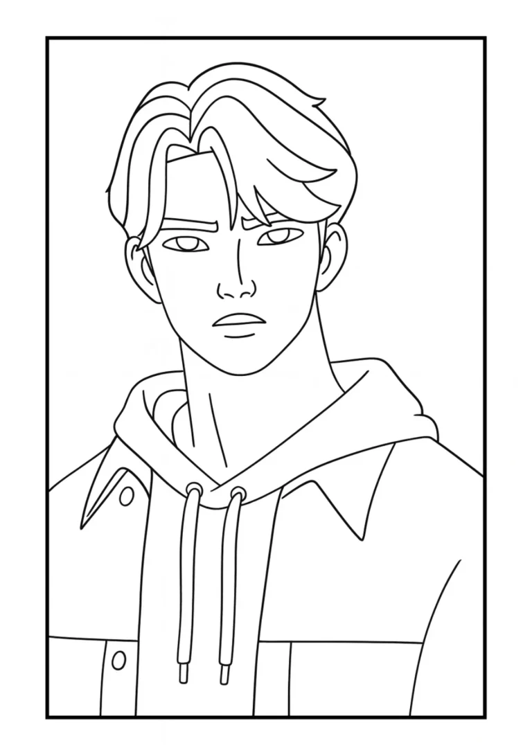 Jinu calm and serious expression Coloring Page