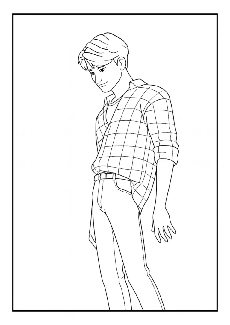 Jinu calm and thoughtful pose Kpop Demon Hunter Coloring Page