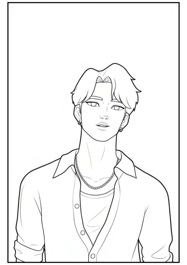 Jinu's Closeup Portrait Kpop Demon Hunter Coloring Page