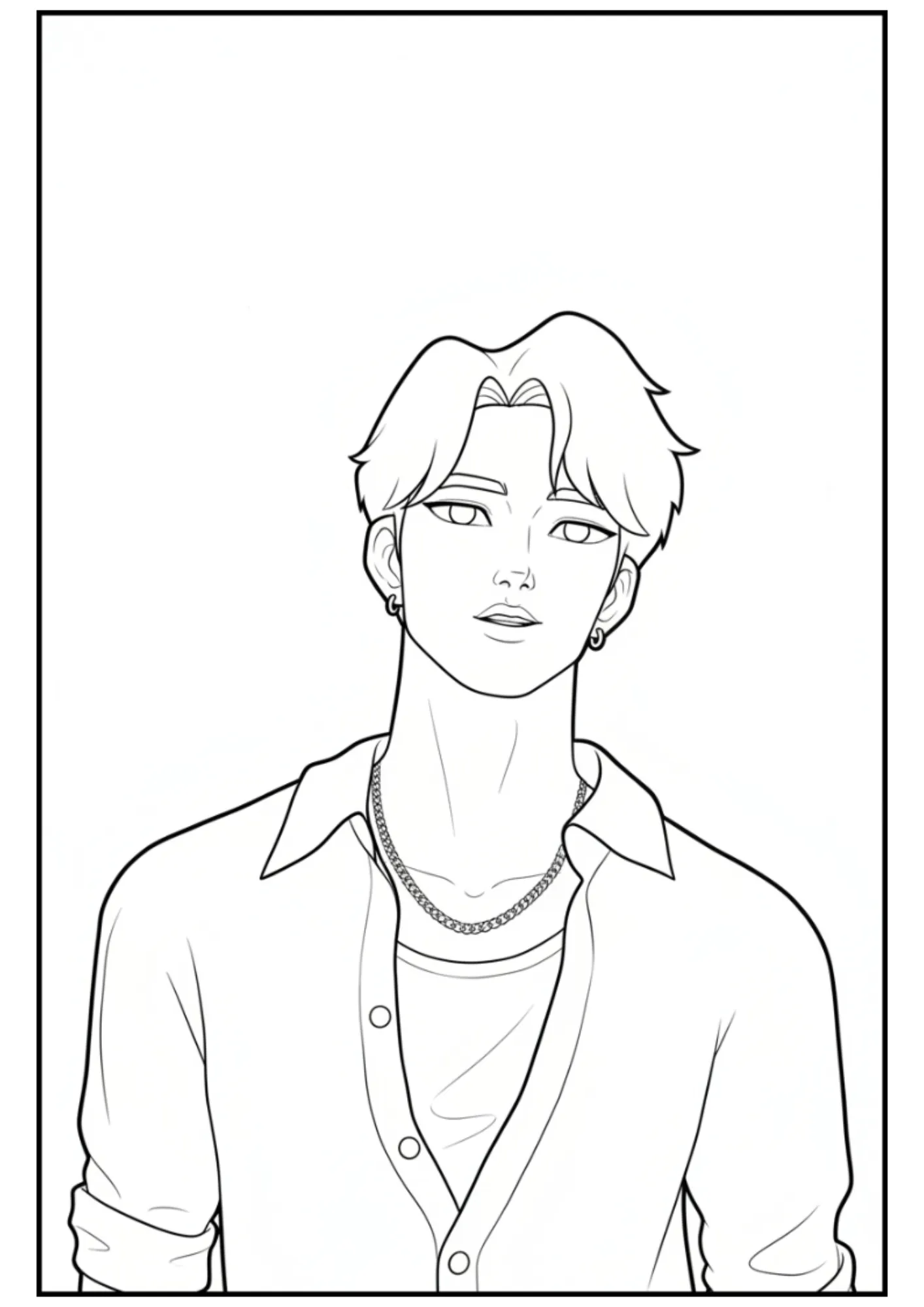 Jinu's Closeup Portrait Kpop Demon Hunter Coloring Page