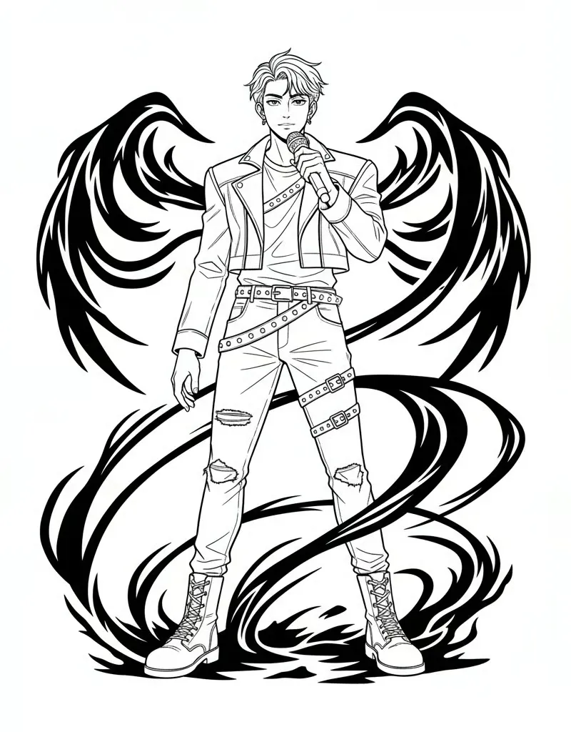 Kpop Demon hunters Jinu in Signature Stage Outfit with Microphone