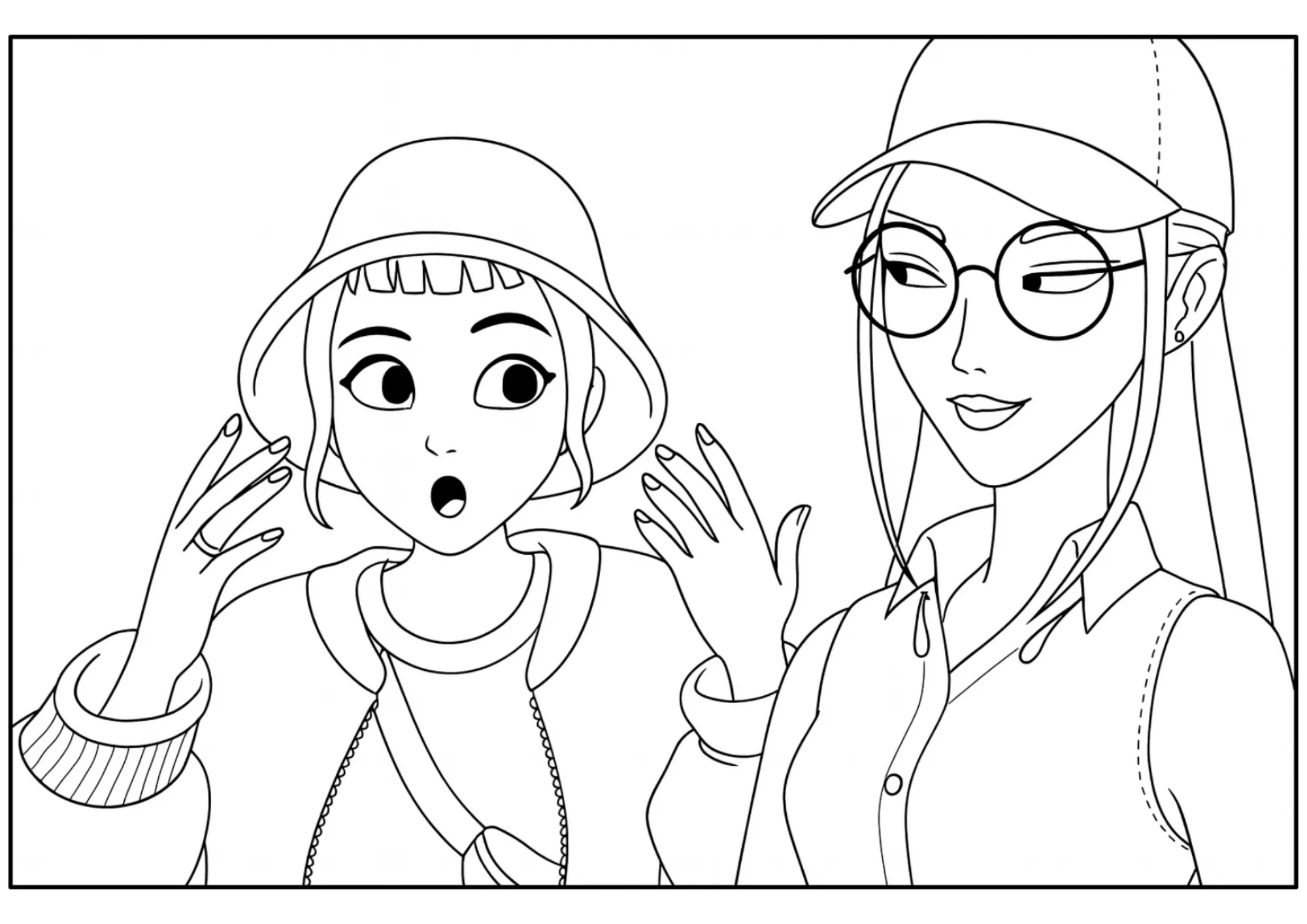 Mira and Zoey in clinic because of Rumi's voice Coloring Sheet (Free Printable)