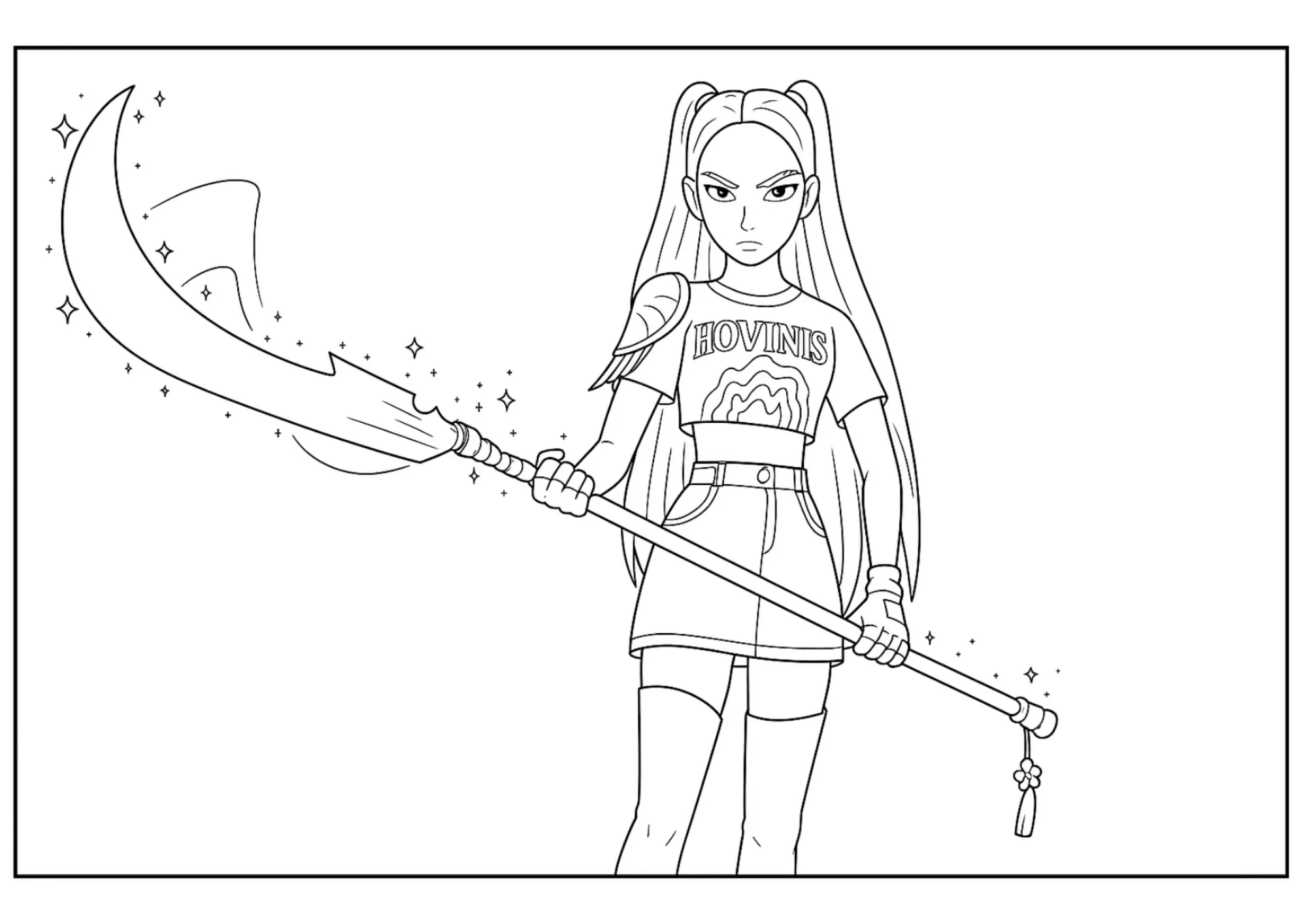 Mira with Magic Scythe Coloring Page (Free Printable)