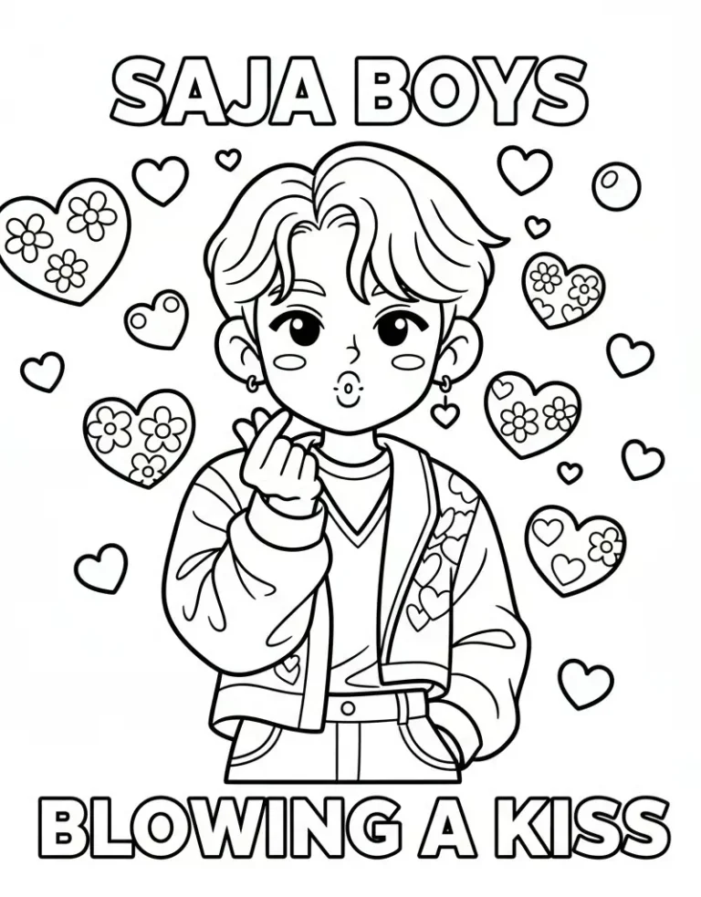 Romance Saja Boys Blowing Kiss Coloring Page