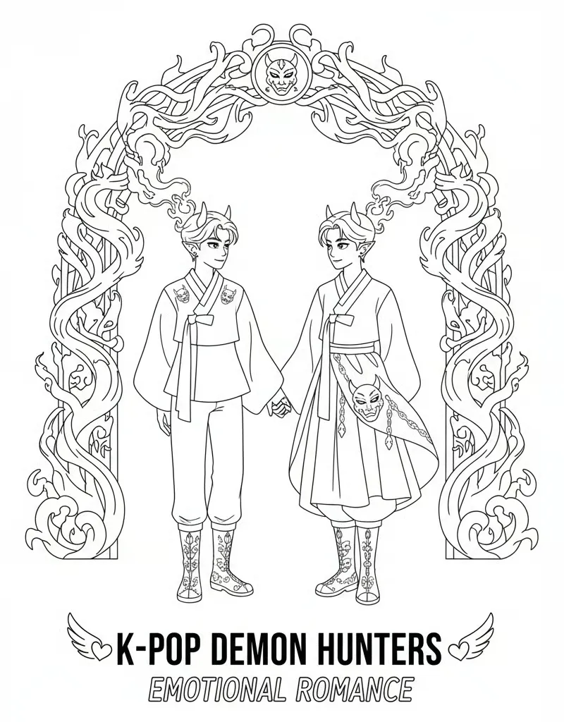 Romantic Jinu and Rumi Under Soul Gate Holding Hand