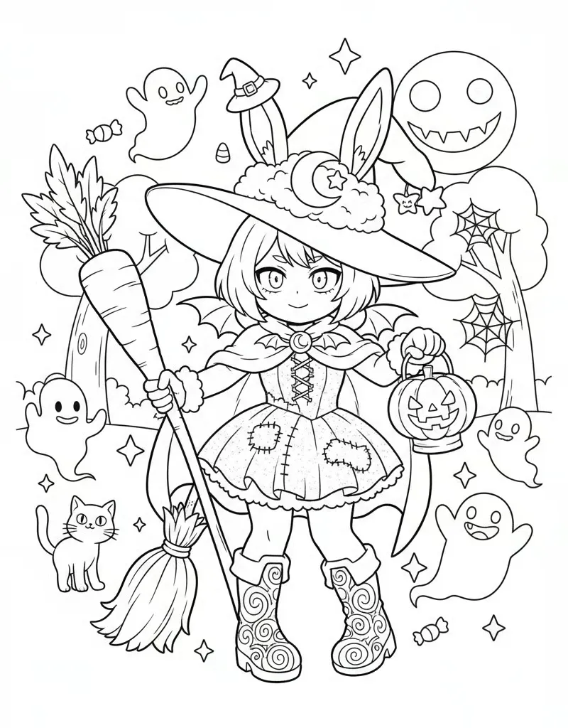 Rumi Halloween Costume for Kids Cute and Magical style coloring page