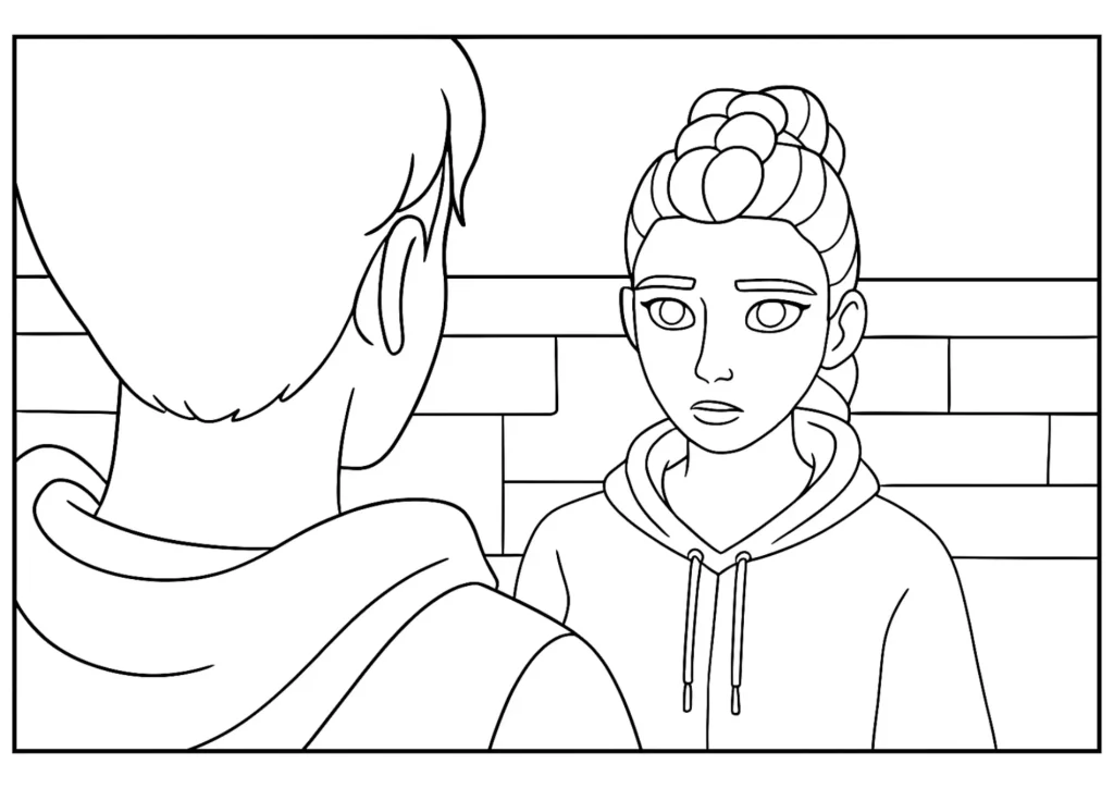 Rumi Makes Deal with Jinu Coloring Page (Free Printable)