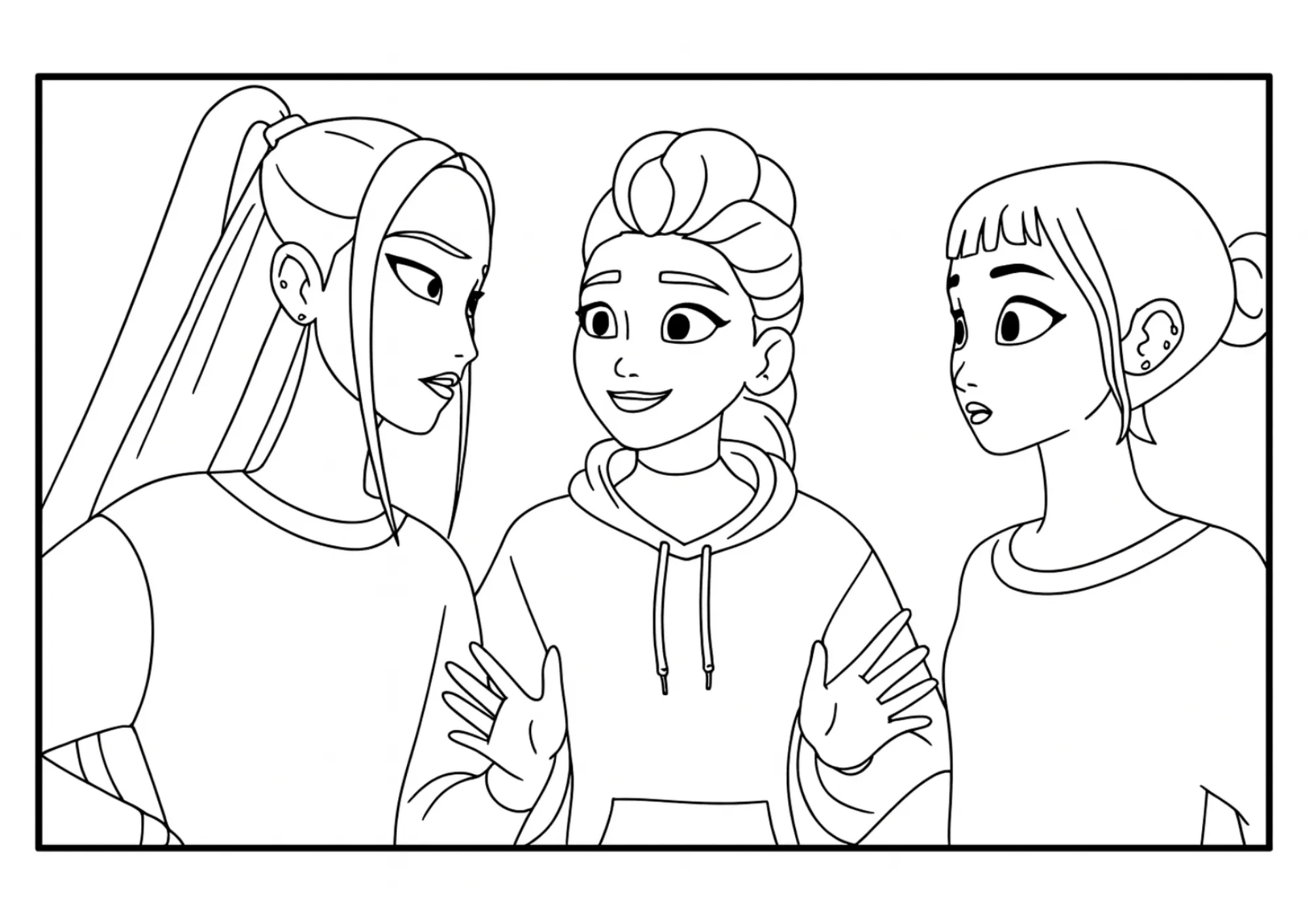 Rumi, Mira & Zoey Song Writing Autographs Coloring Sheet (Free Printable)