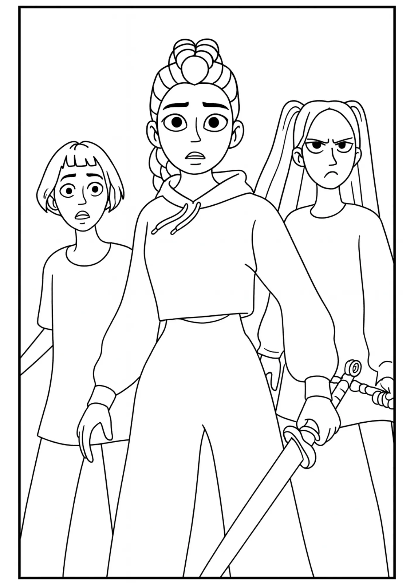 Rumi Mira Zoey Takedown Outfit Coloring Sheet (Free Printable)