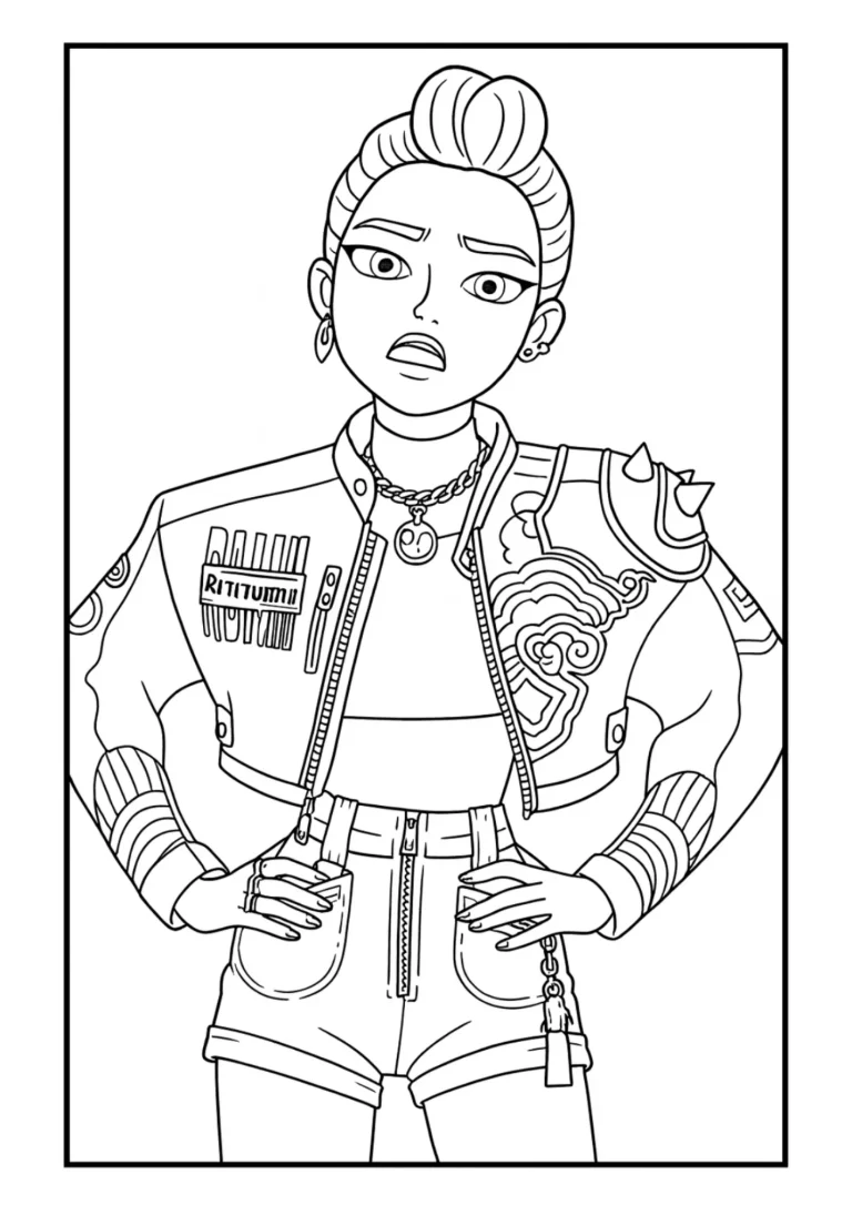 Rumi Serious Expression Pose Coloring Sheet (Free Printable)
