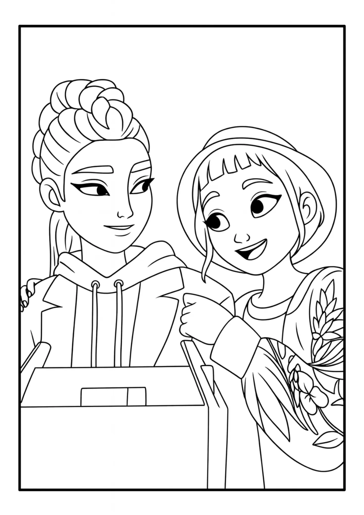 Rumi & Zoey Friendly Moment Coloring Sheet (Free Printable)