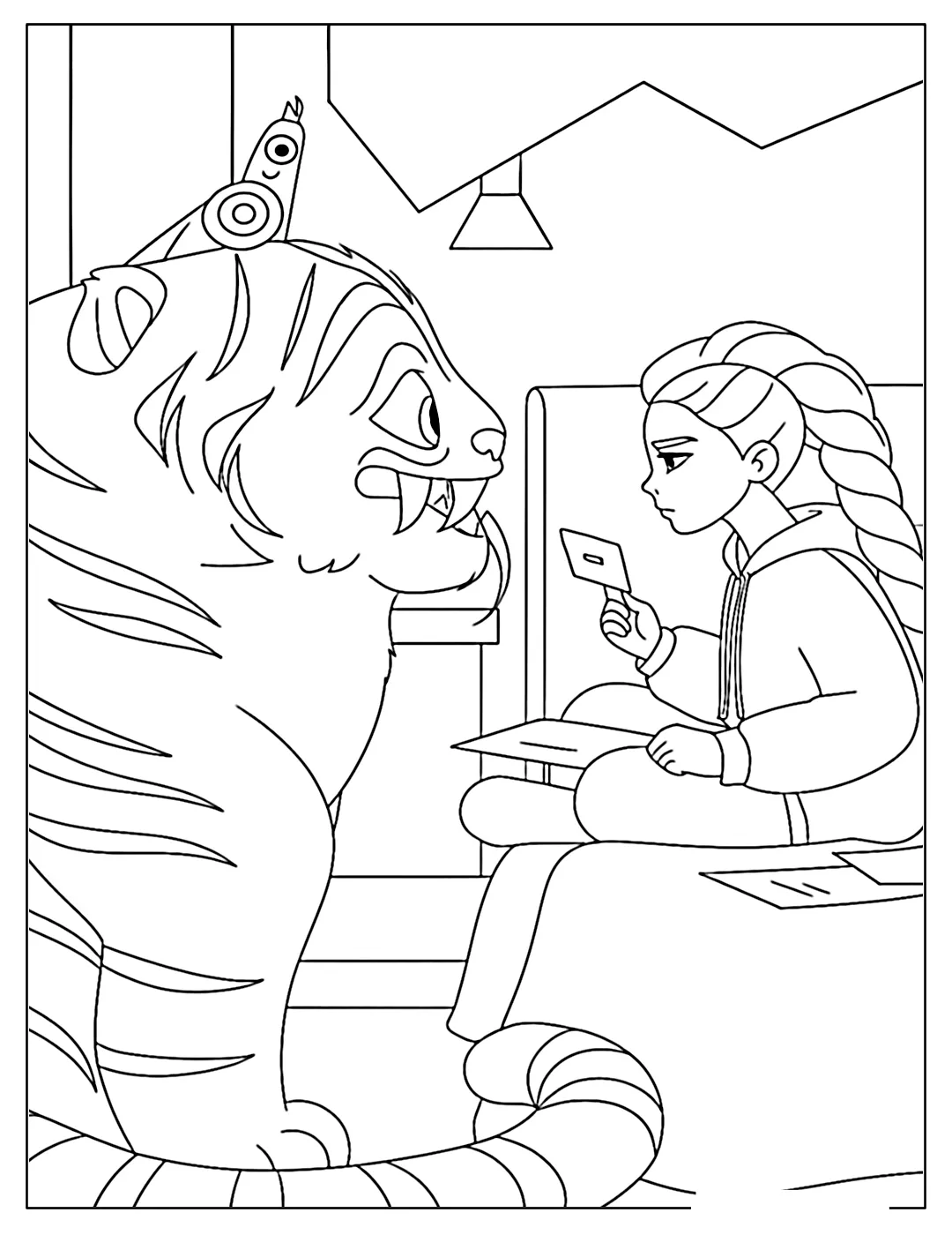 Rumi and Tiger Derpy Kpop Coloring Sheet