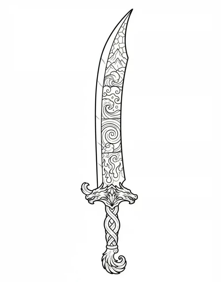 Rumi's Elemental Sword Design Free coloring sheet