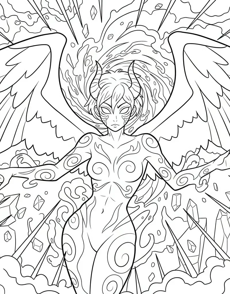 Rumi's Epic Demon Transformation epic Coloring page