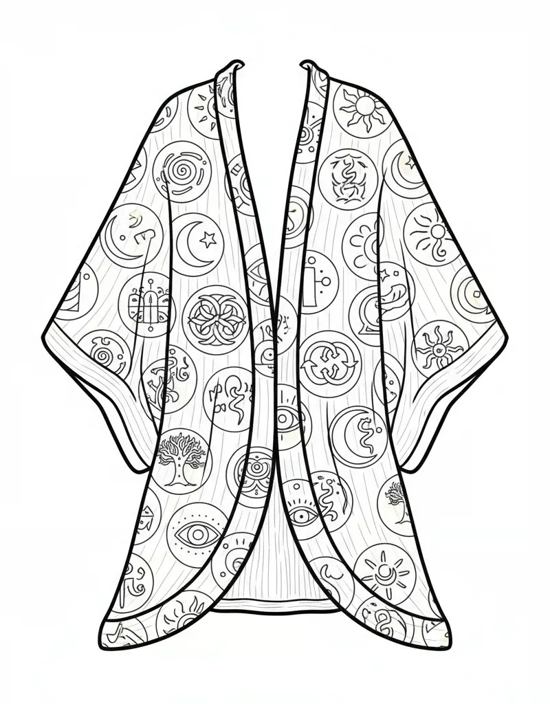 Rumi's Magical Jacket with Glowing Symbols Coloring Sheet