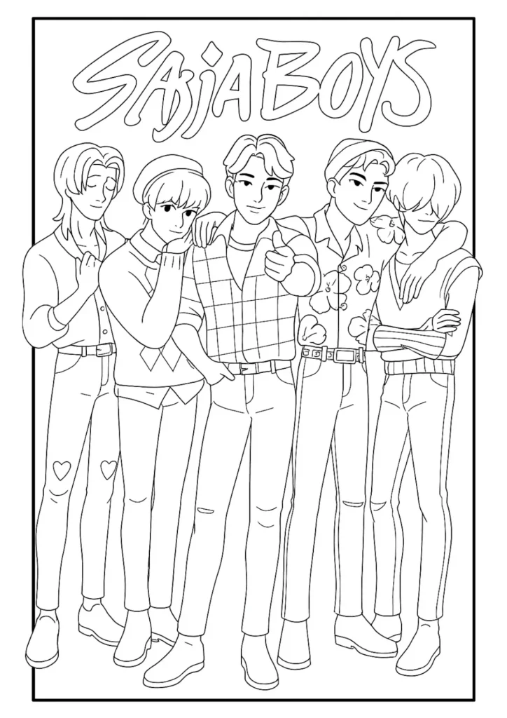 Saja Boys Soda Pop Stage Pose Coloring Page (Free Printable)