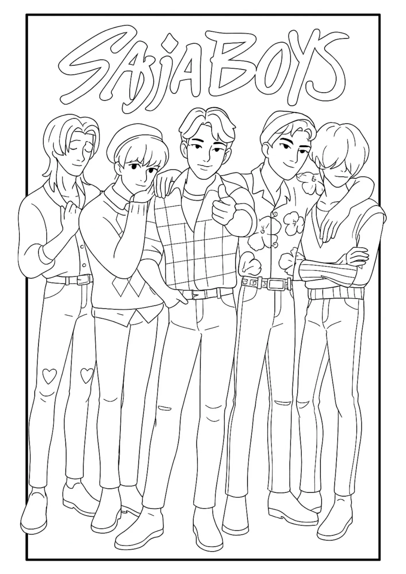 Saja Boys Soda Pop Stage Pose Coloring Page (Free Printable)