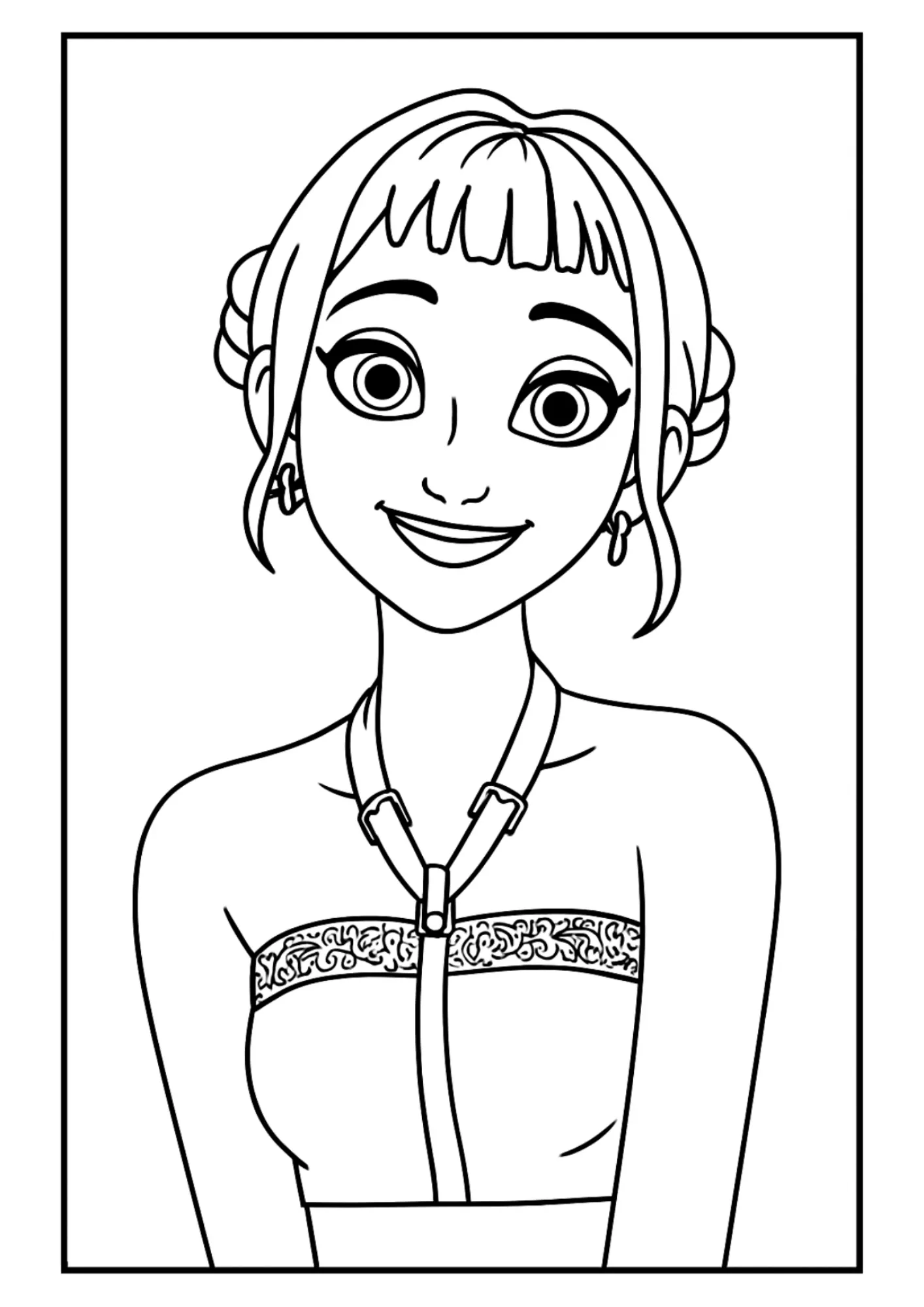Smiling Zoey Portrait Coloring Sheet (Free Printable)