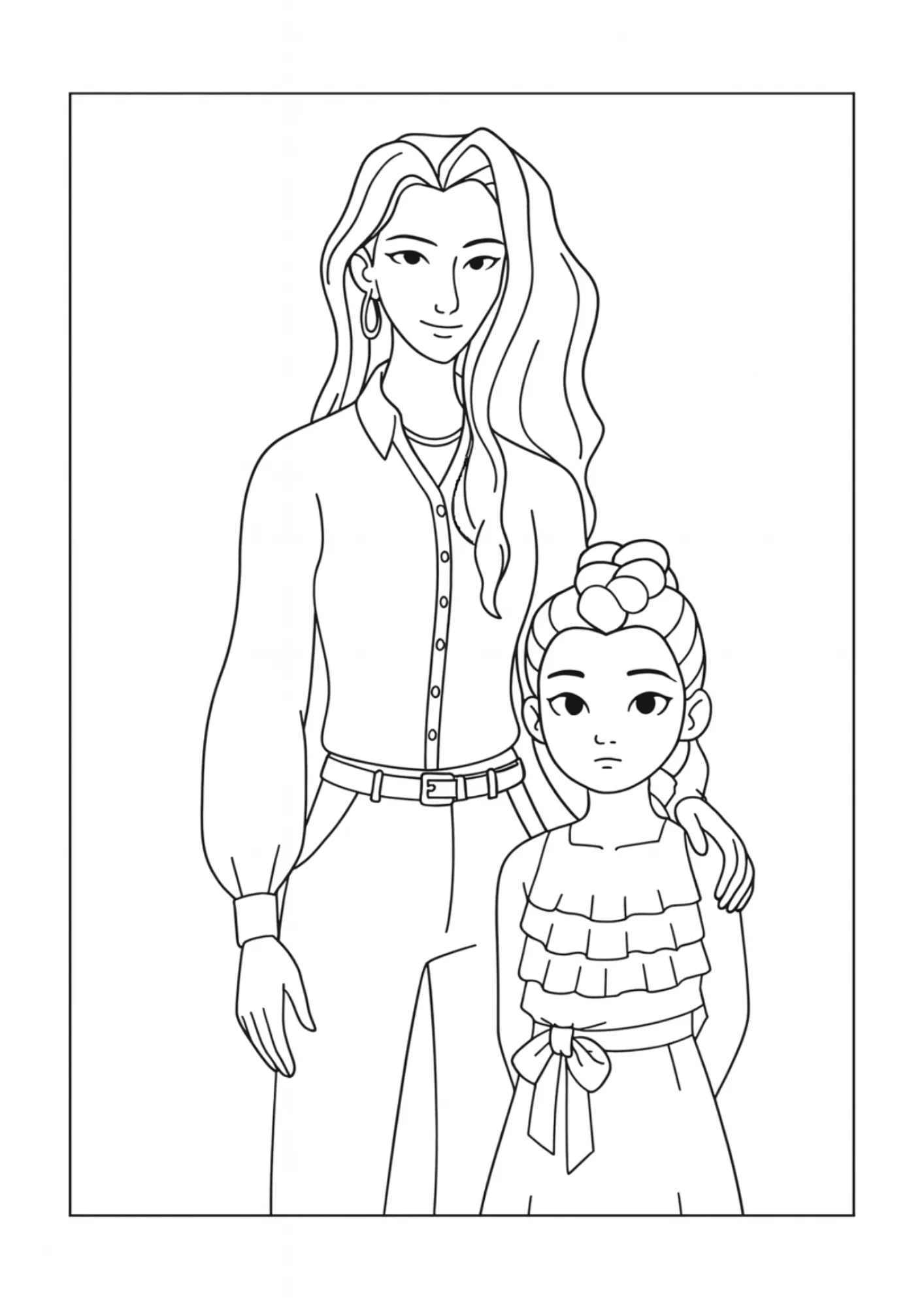 Young Rumi with Celine Coloring Page (Free Printable)