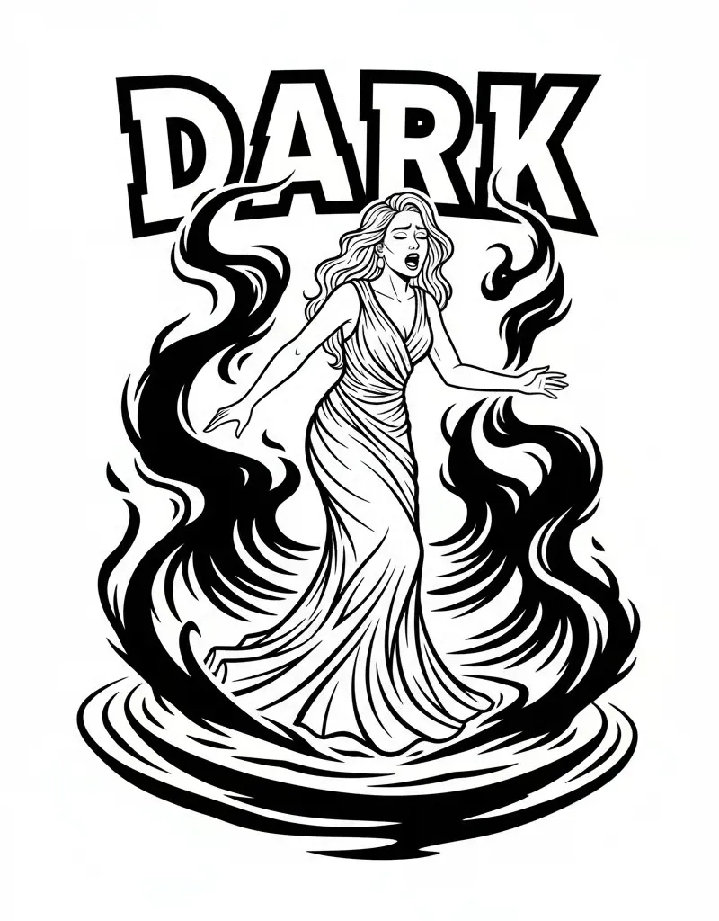 Zoey Performing DARK on Stage Emotional Expression Coloring Page