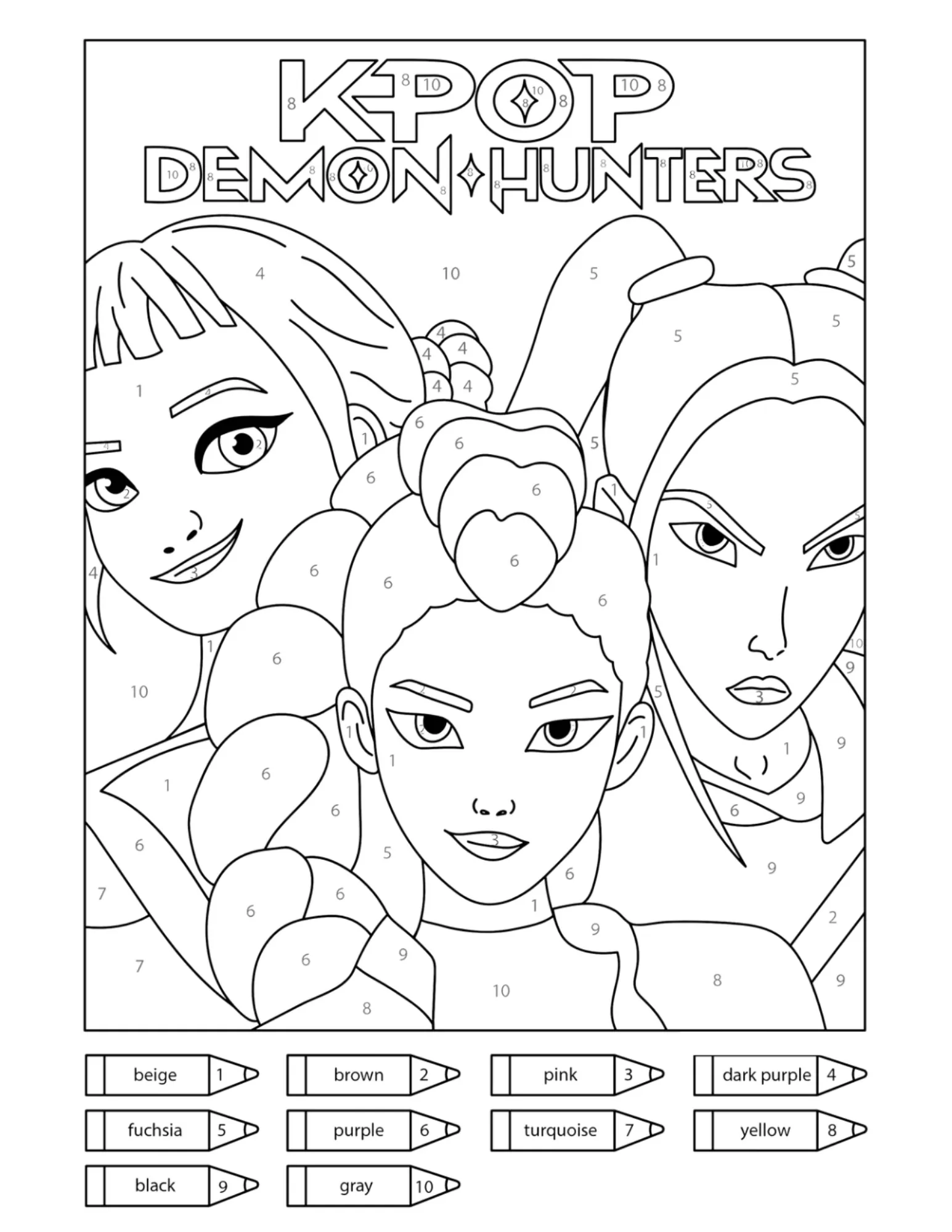 Zoey, Rumi and Mira Color by Number Free