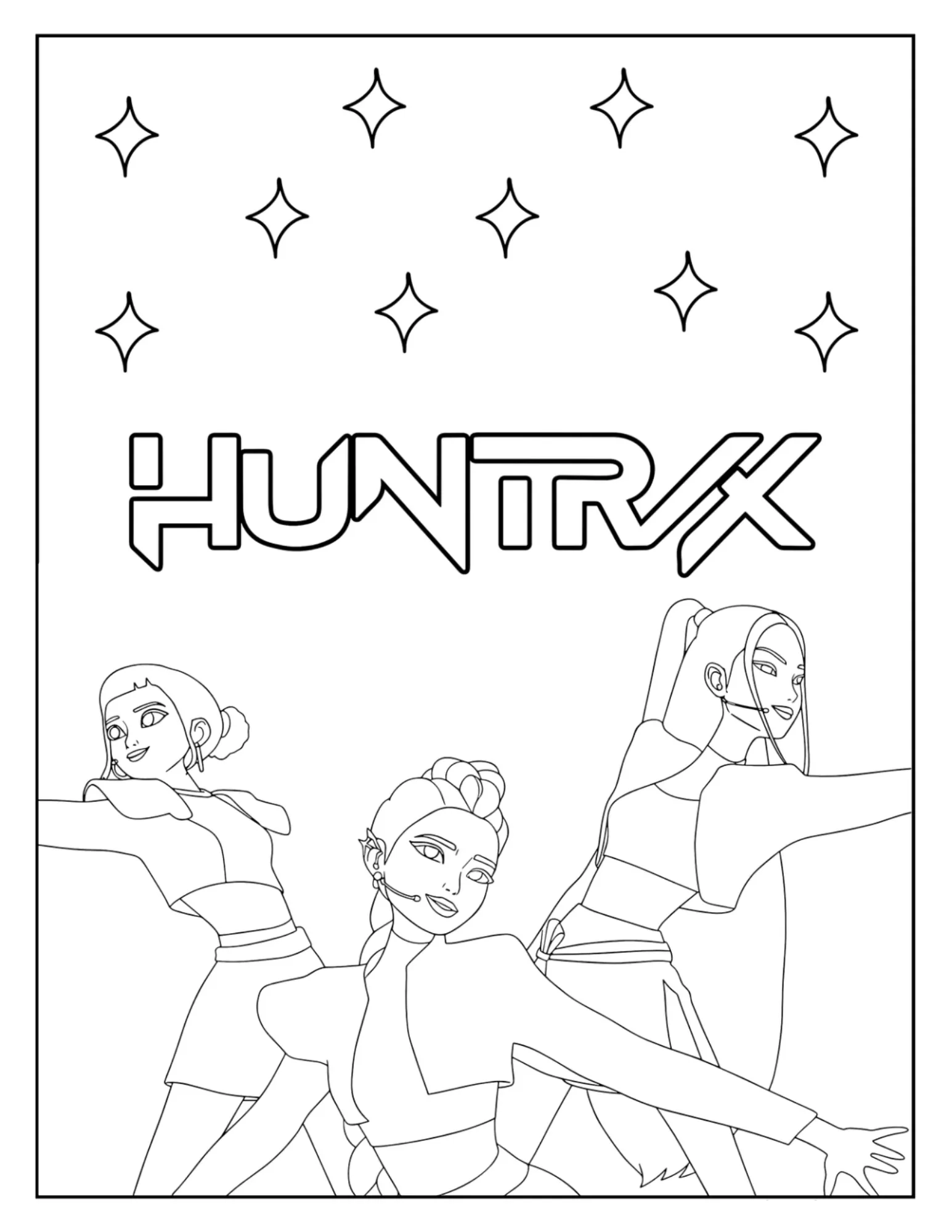 Zoey, Rumi and Mira Performing Coloring Page