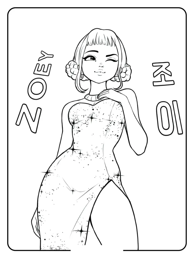 Zoey Sparkle Dress Coloring Sheet