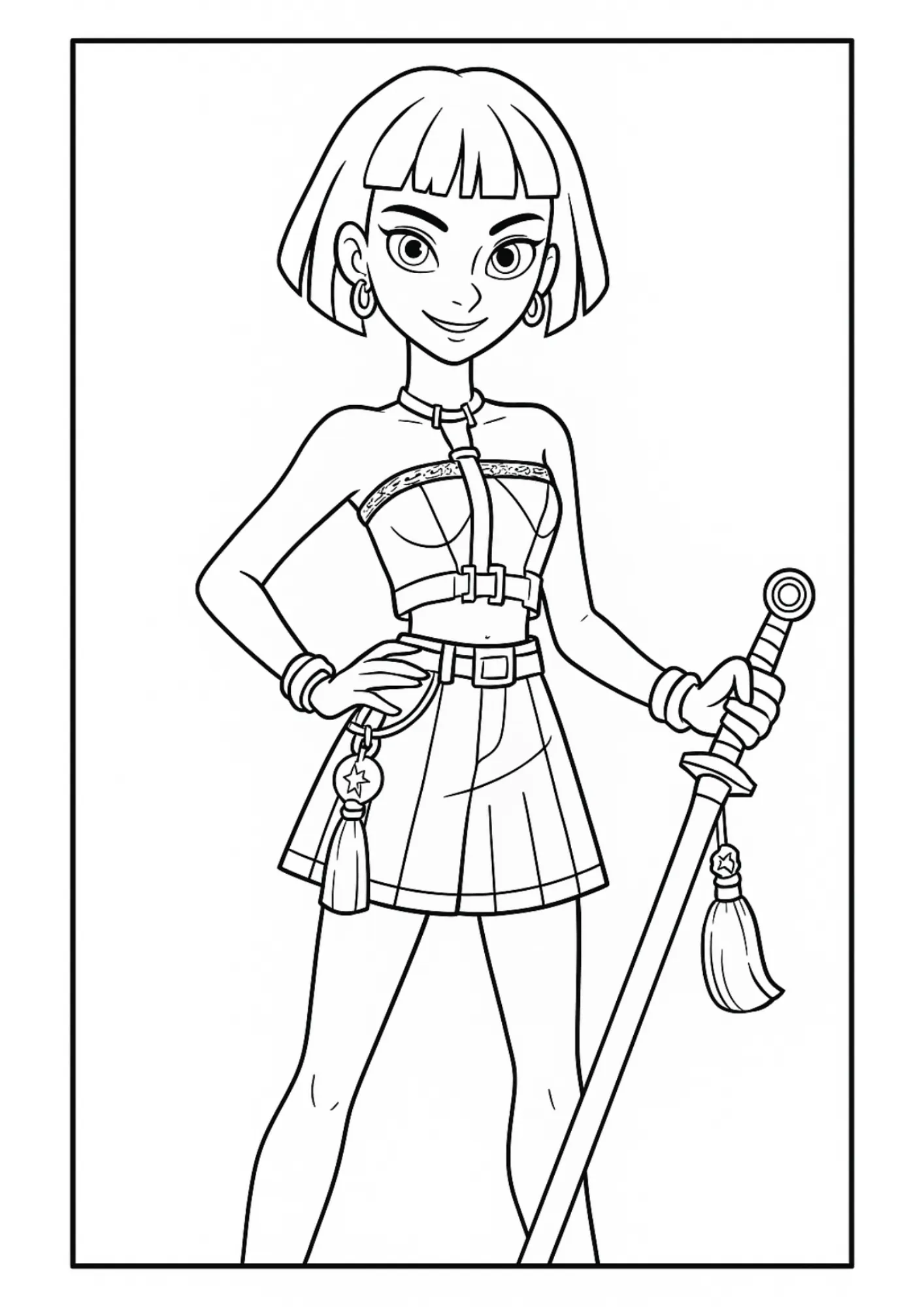 Zoey Sword Stance Coloring Sheet (Free Printable)