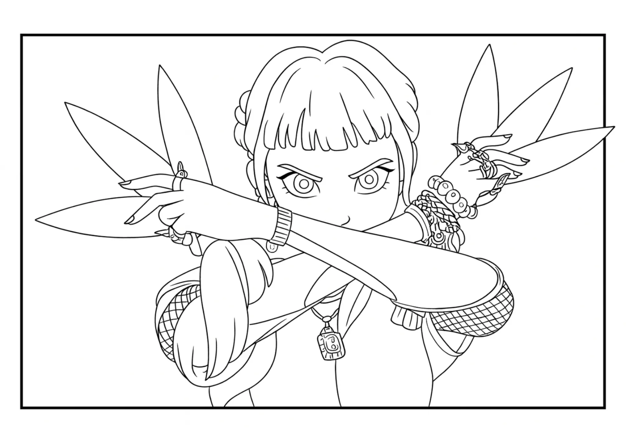 Zoey Throwing Knives Coloring Sheet (Free Printable)