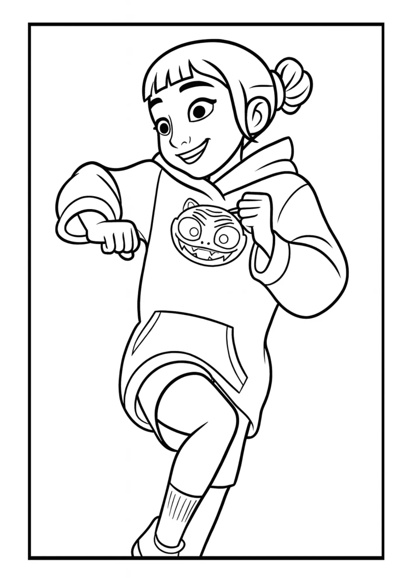 Zoey Wearing Derpy Tiger Hoodie Coloring Sheet (Free Printable)