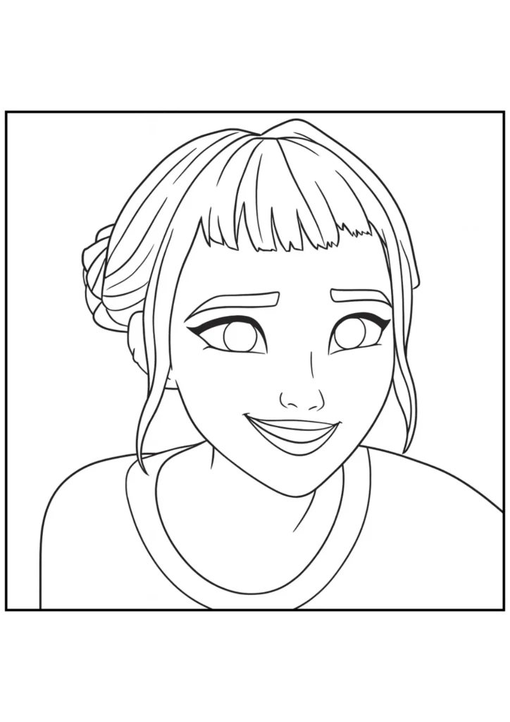 Zoey comforting Rumi Coloring Sheet (Free Printable)