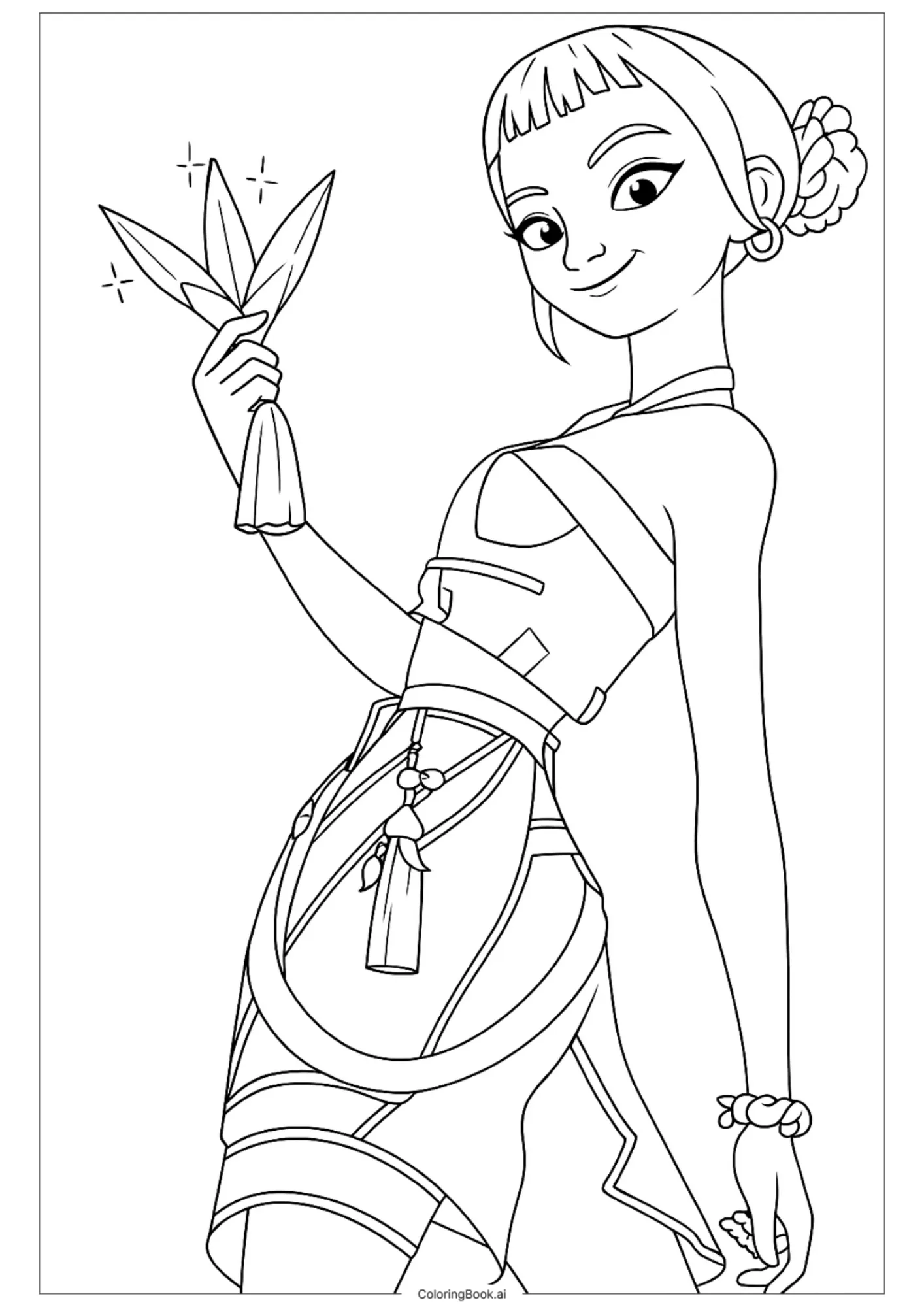 Zoey with Sparkling Ninja Star Coloring Sheet (Free Printable)